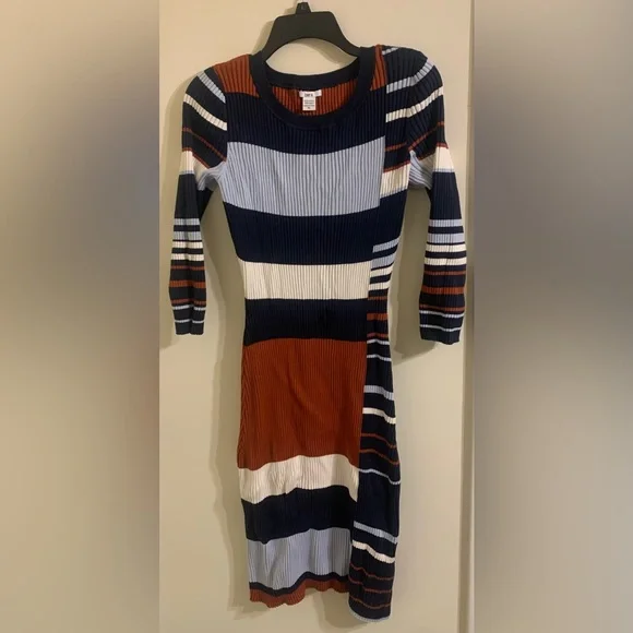 navy mini dress long sleeve Miss Circle Women's Xabrina Navyblue Pinstripe Long Sleeve Shirt Mini Dress
